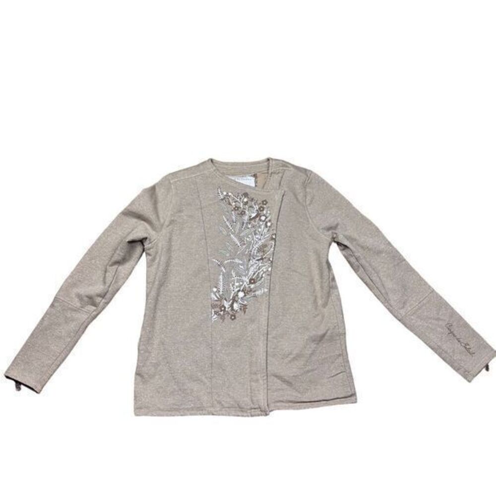 Cirque Du Soleil Women's Beige Gold Shimmer Asymmetrical Zip Jacket‎ Size M